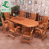 阳光户外庭院桌椅五件套组合实木花园露台桌椅折叠椅子特价包邮