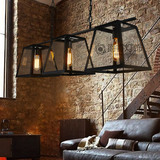 美式Loft工业风办公室吊灯复古怀旧简约创意个性三头餐厅灯具吧台