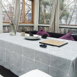 惊爆海猫日式格子书桌简约现代方格立体餐艺风格宜家棉麻纯色桌布