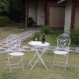 欧式铁艺白色做旧折叠式桌椅组合户外阳台庭院桌椅套件休闲桌椅
