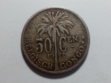 比属刚果1922年50分BELGISCH-CONGO版铜镍币24mm非流通外国硬币收