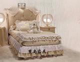 欧式布艺软包床 儿童床美式 公主床新古典 单人双人床 实木布艺床