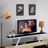 尚琴电视柜茶几组合套装双层简约现代时尚黑白色钢化玻璃客厅家具