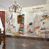 3d欧式 城市建筑插画大型壁画墙纸客厅书房餐厅卧室无纺布特价