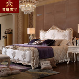 法式双人床 新古典床欧式实木雕花床高端别墅家具白色布艺床定制