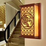 中式壁灯 led羊皮壁灯仿古典实木质卧室墙壁灯现代楼道走廊阳台灯