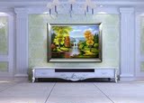 欧式风景手绘油画客厅装饰画玄关走廊过道山水带框定制挂画聚宝盆