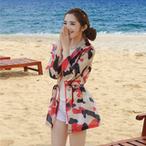2016夏季新款韩版迷彩防晒衣女中长款开衫薄外套防紫外线沙滩服潮