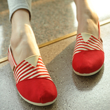 新款韩版潮流日常休闲女鞋平底单鞋舒适透气懒人鞋女布鞋春秋红色