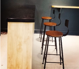 d韩式实木整装酒吧台凳子原木高脚凳圆凳简约酒吧椅子时尚