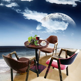 西餐厅咖啡厅桌椅组合 奶茶甜品店茶餐厅靠背铁艺桌椅子 复古美式