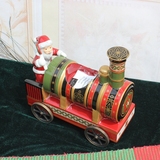 唯宝Villeroy&Boch 外贸陶瓷手绘釉下彩圣诞老人小火车烛台摆件