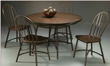 餐桌椅子欧美复古简约实木组合铁艺桌子美式圆形乡村餐厅木餐饭店