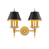 新中式黑色灯罩双头全铜壁灯 现代美式欧式复古别墅客厅卧室灯具