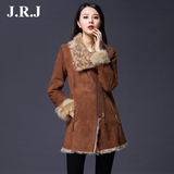 J.R.J2016新款绵羊皮真皮皮衣 女皮毛一体大衣 海宁羊皮皮草外套