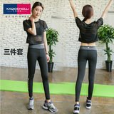 韩国瑜伽健身服三件套装夏季显瘦背心假两件九分裤健身房运动服女