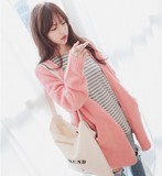 韩国代购cherryspoon2015春装新款甜美清新纯色针织衫开衫外套