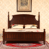 美式实木双人床欧式双人床1.8*2.0米仿古做旧高档外贸别墅家具