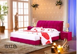 布床1.5米小户型布艺床1.8米双人床玫瑰红色现代简约一体床可拆洗