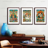 唐卡 西藏传统喇嘛教复古民族特色壁画 客厅玄关装饰画带框挂画