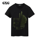 GXG男装  2016夏季商场同款  时尚黑色圆领短袖T恤男#62244174