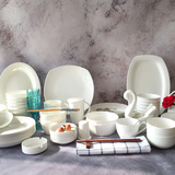 碗碟套装 碗盘家用白无铅唐山骨瓷欧式方形圆形中式日式特价包邮