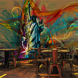 涂鸦自由女神像大型壁画酒吧包厢KTV茶餐厅咖啡厅休闲吧墙纸壁纸