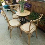 特价法式乡村实木靠背交叉餐椅做旧复古背叉椅子橡木美式实木家具