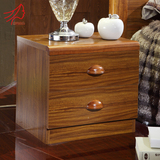 匠兰新品双抽床头柜 现代中式乌金木色实木床头柜储物柜特价直销