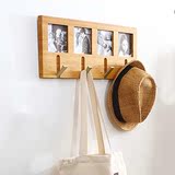 卧室墙壁挂钩实木挂墙衣架品生美 墙上挂衣架创意壁挂相框衣帽架