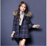 韩国品牌童装女童外套加厚秋冬韩版2016新款中大童长款毛呢子大衣