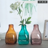手工吹制欧式彩色玻璃花瓶鲜花干花家居客厅玄关餐桌花瓶水培花器