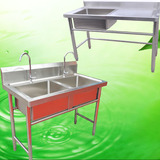 定做不锈钢单槽水池商用加厚厨房洗碗池浸泡池洗涮池商用洗菜盆
