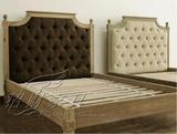 美式乡村实木床原木做旧法式橡木双人床家具欧式布艺方床1.8米床