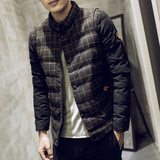 2015长款立领外套仿丝棉韩版标准男士青年加厚单排扣保暖运动棉衣