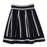 2016春夏新款赫本风黑白撞色条纹针织厚款半身裙