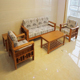 实木橡木沙发中式小户型翻折两用三人沙发可抽拉当床客厅沙发组合