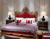 法式家具双人床 欧式风格婚床 新古典高档实木烤漆 美式皮床1.8米