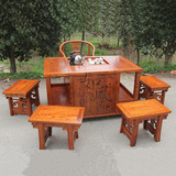 1.2米中式茶几功夫 茶桌椅组合 实木仿古家具榆木茶桌茶台茶艺桌