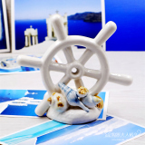 海洋风格装饰品地中海陶瓷舵手烛台欧式创意家居结婚礼物客厅摆件