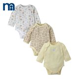 mothercare英国3件装长袖三角哈衣婴儿连体包屁衣爬服纯棉连身衣