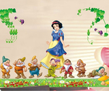 卡通白雪公主与七个小矮人儿童房卧室墙贴纸床头教室布置背景贴画