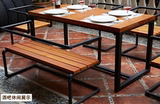 美式复古实木长桌铁艺简约个性餐桌椅组合休闲办公桌会议桌水管椅