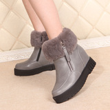 冬季韩版高帮内增高女鞋8-10cm棉鞋女雪地靴短靴厚底坡跟保暖女靴
