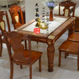 欧式实木大理石长方形餐桌椅组合白色简约橡木宜家具吃饭桌子