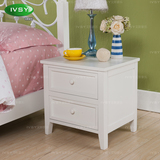 现代风格实木床头柜美式白色床头橱韩式田园风简约双抽屉小收纳柜