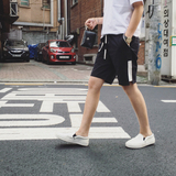 韩国夏季2016走秀款系带撞色黑白短裤男士休闲直筒休闲短裤工装裤