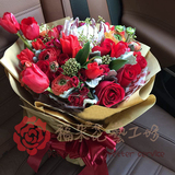 上海同城鲜花速递进口红色郁金香 帝王花鲜花节日生日鲜花211118