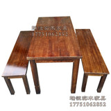 碳化木饭店餐桌椅组合 长桌长凳 咖啡厅茶楼面馆农家乐餐桌餐凳