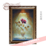 原作版画欧式花卉玫瑰油画客厅有框复古装饰画红白植物家居装饰品